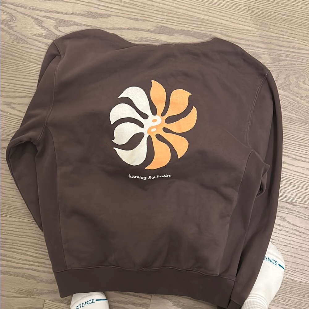 Kanvas by Katin Brown Sweatshirt with Swirl Orange Logo - Picture 3 of 5